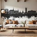 Vevey Switzerland Skyline Black & White Mural Wallpaper - room preview 06