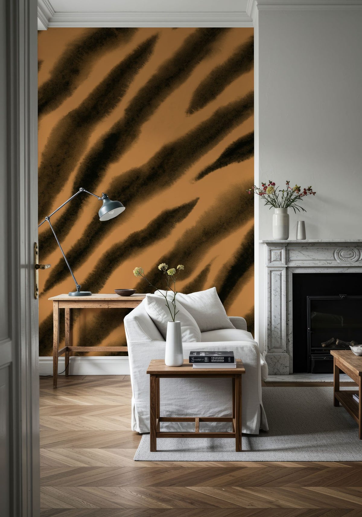 Dwellpaper Watercolor Tiger Stripes, Warm Mural Wallpaper image 6