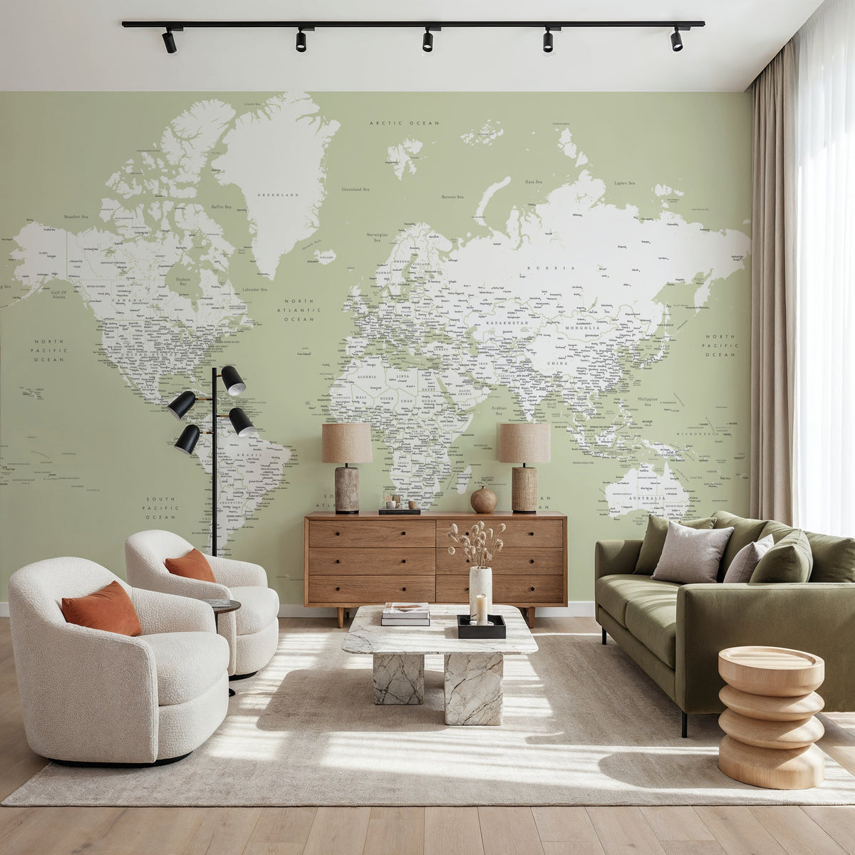 World Map Cities - Xolani Mural Wallpaper - room preview 06