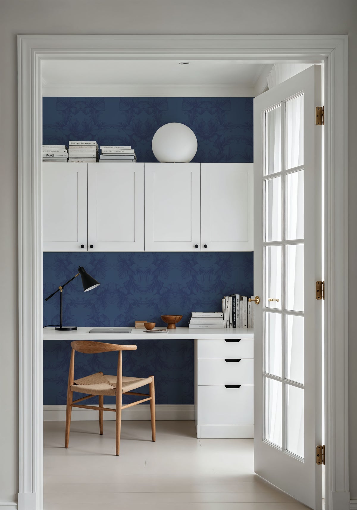 Flower Bridges Small Blue Mural Wallpaper - room preview 06