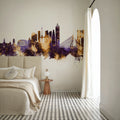 Rotterdam the Netherands Skyline Purple & Gold Mural Wallpaper - room preview 06