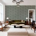 Fruit Tree Bower, Crimson on Green Mural Wallpaper - room preview 06