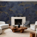 Painted Dreamy Clouds, Indigo Mural Wallpaper - room preview 06
