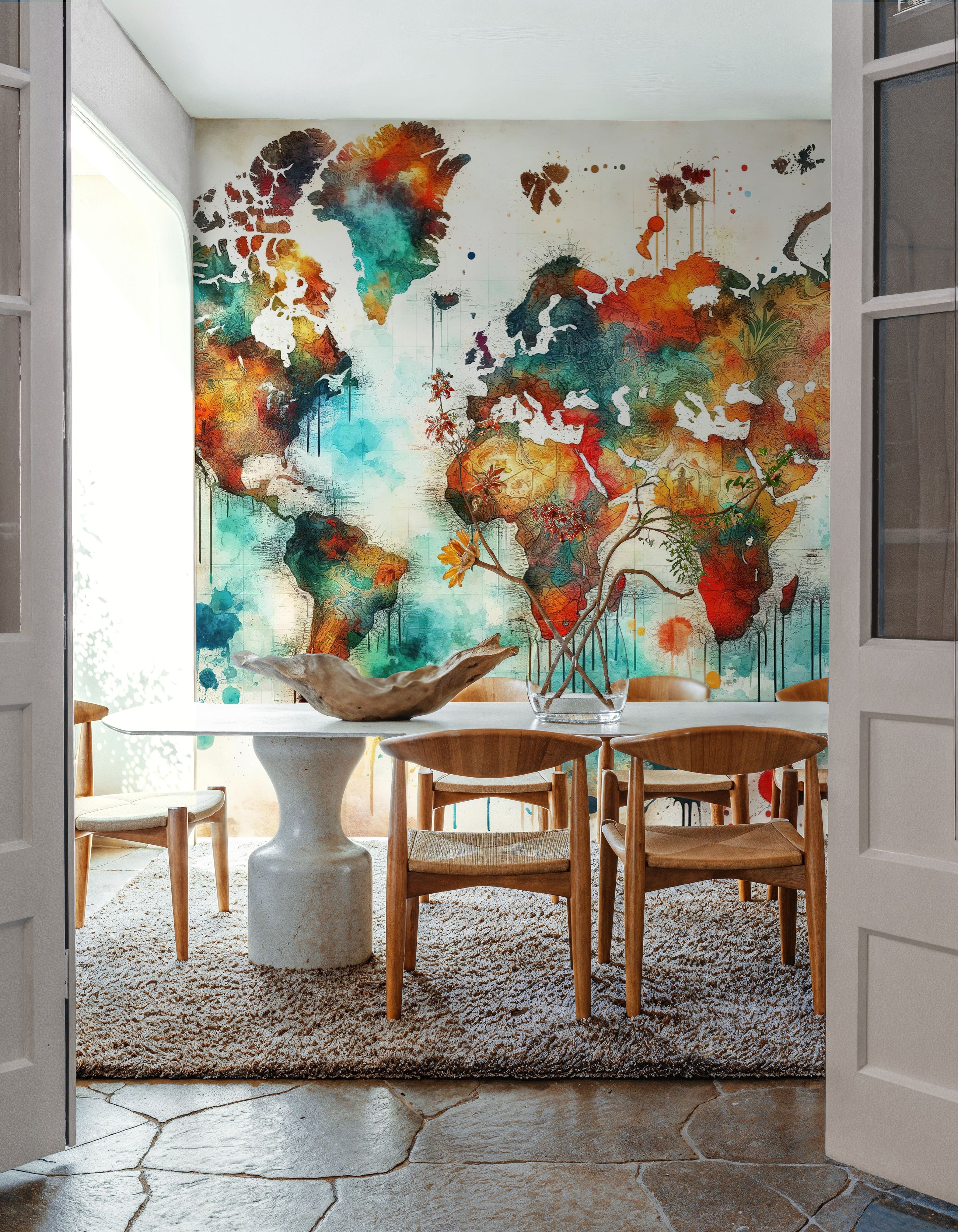 Watercolor Historical World Map Mural Wallpaper