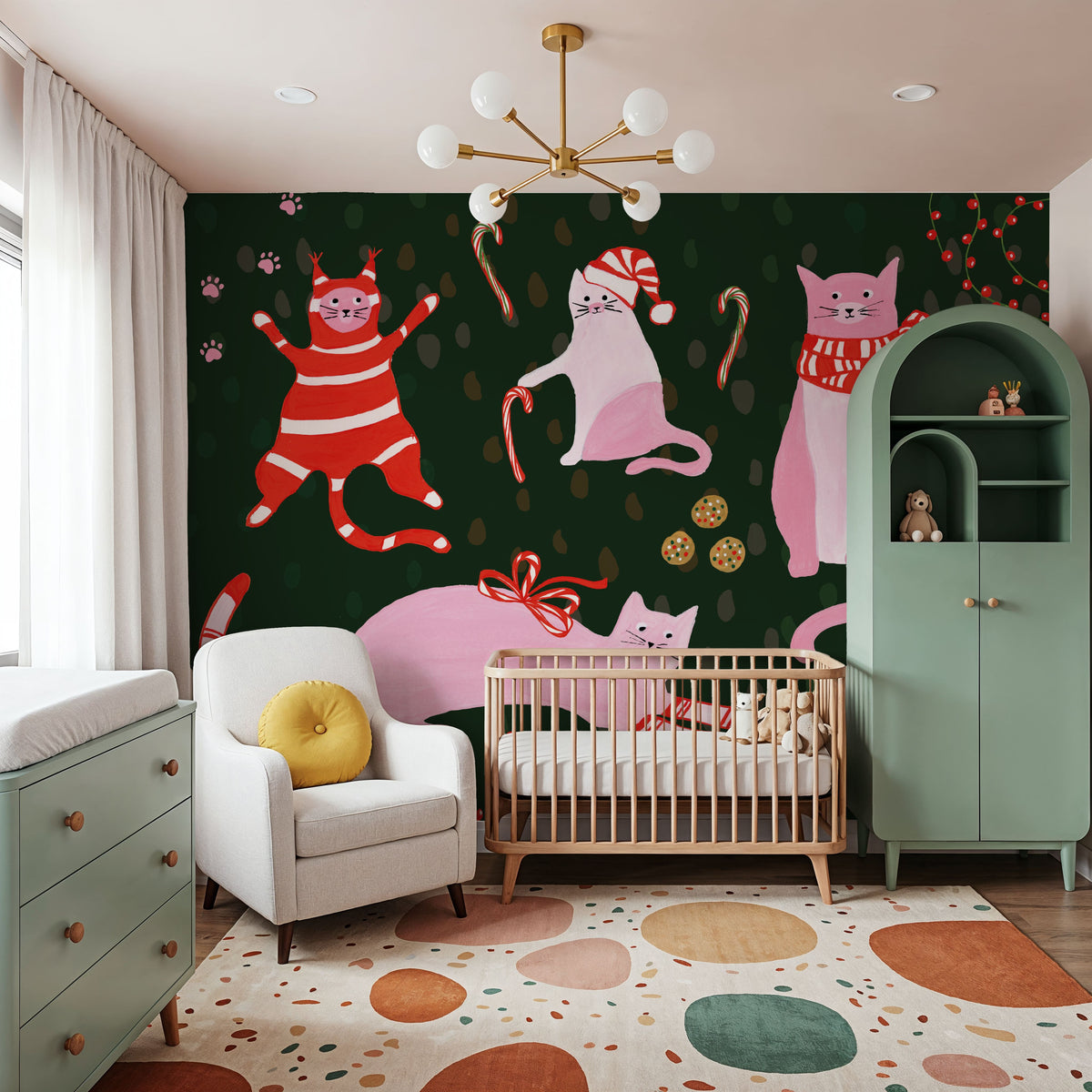 Mischief Kitty Christmas I Mural Wallpaper - room preview 06