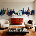 Nashua New Hampshire Skyline Blue & Bronze Mural Wallpaper - room preview 06