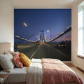 Twilight Bridge Crossing Mural Wallpaper - room preview 06