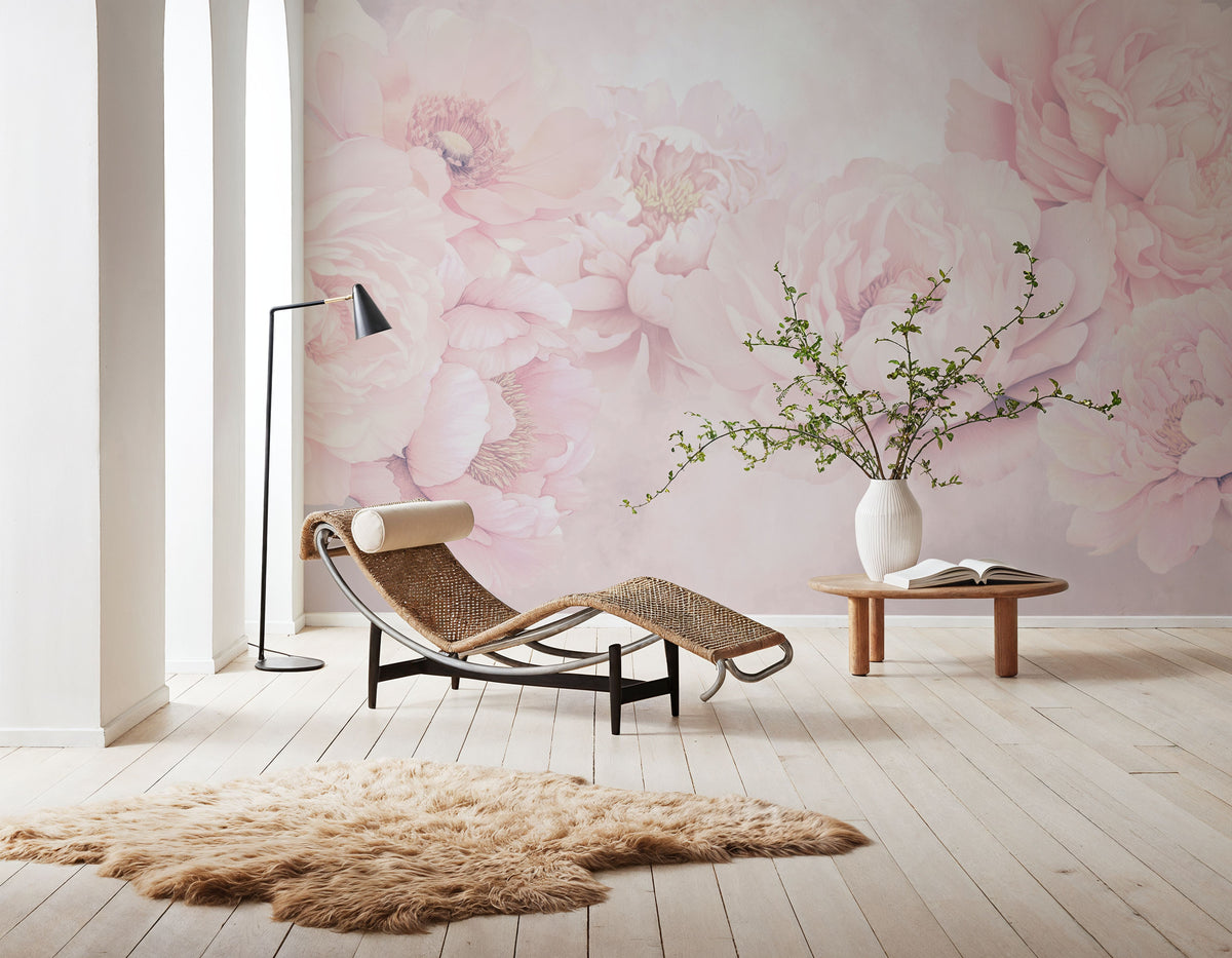 Transcendent Peony, Dusty Pink Mural Wallpaper - room preview 06
