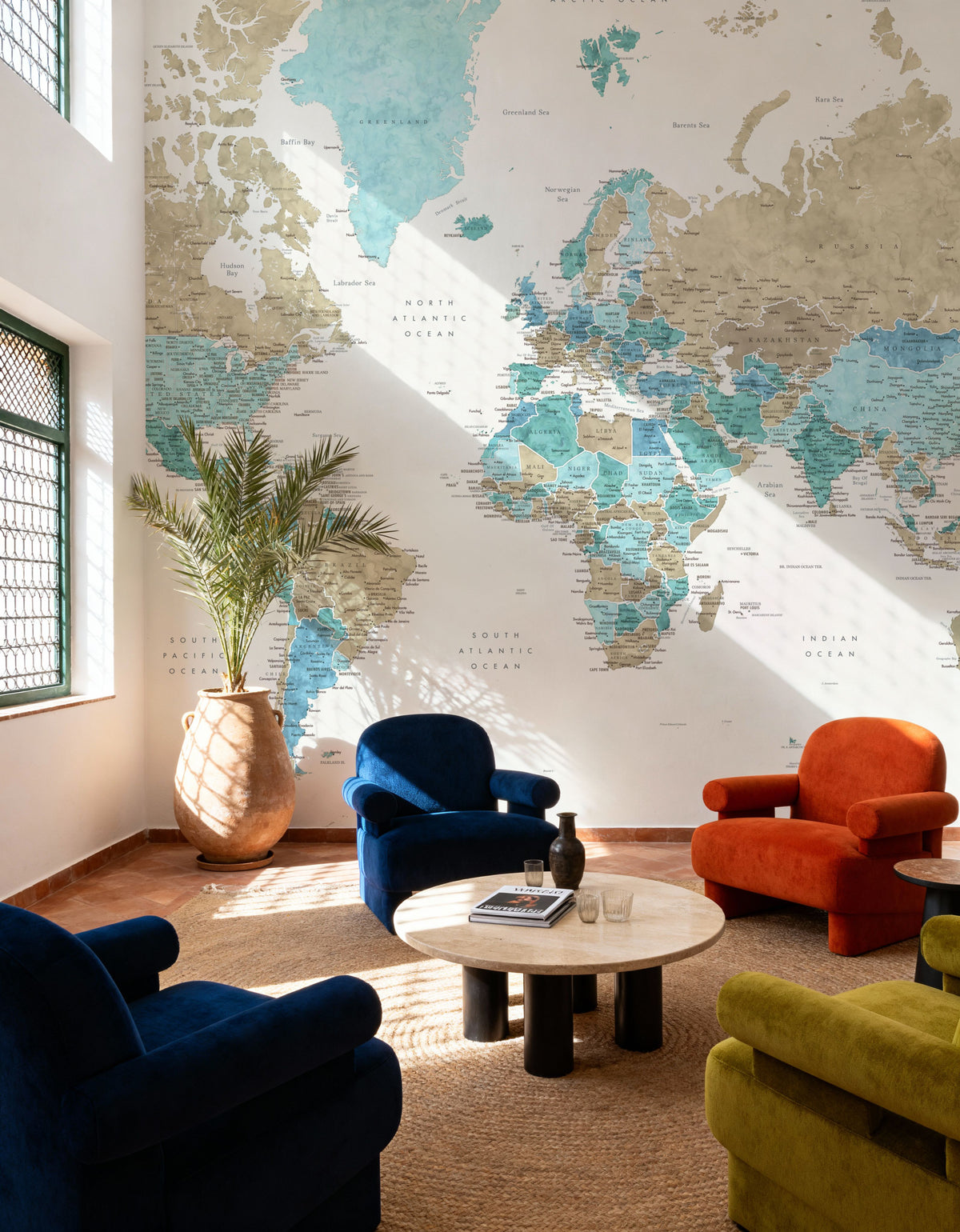 World Map Cities - Phillipa Mural Wallpaper - room preview 06