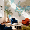 World Map Cities - Phillipa Mural Wallpaper - room preview 06