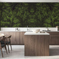 Shielded Leaf Green Mural Wallpaper - room preview 06