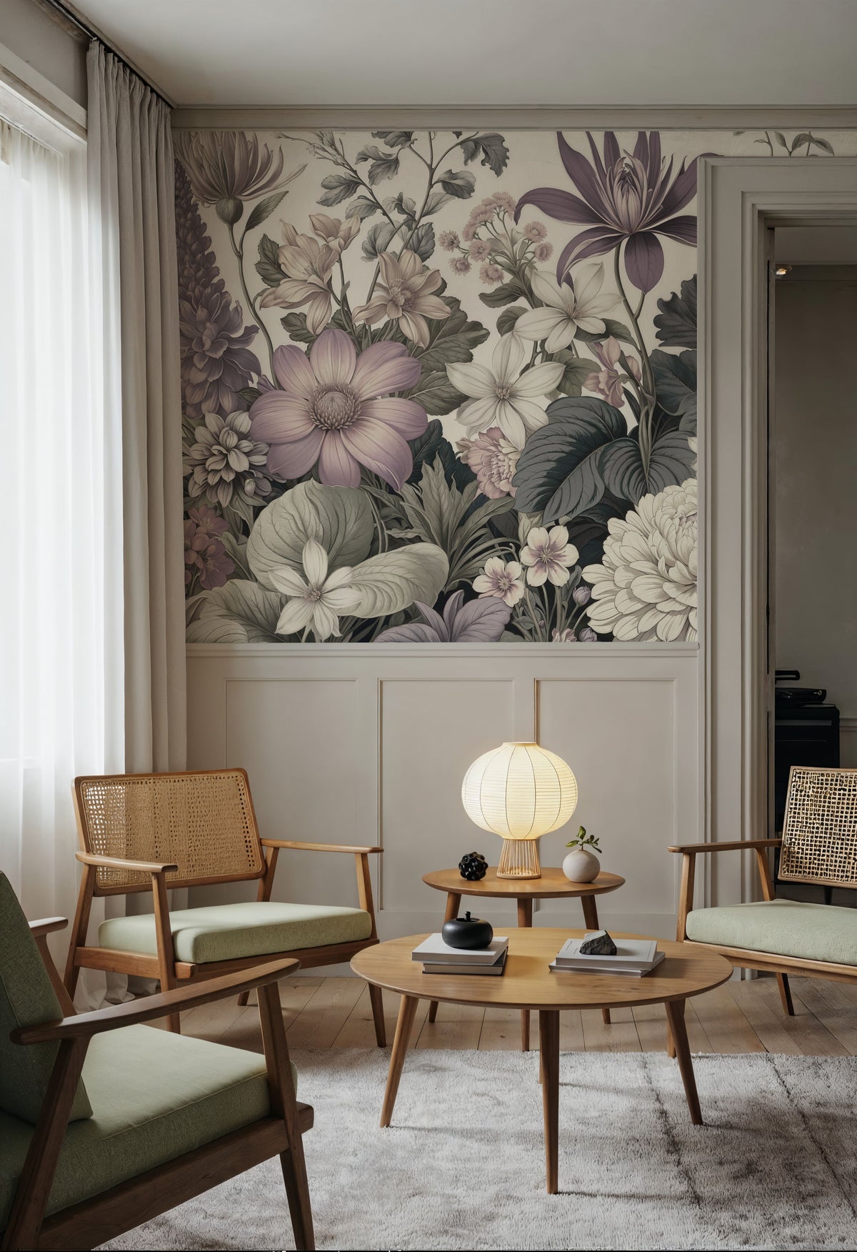 Dahlia Days, Lavender Mural Wallpaper - room preview 06