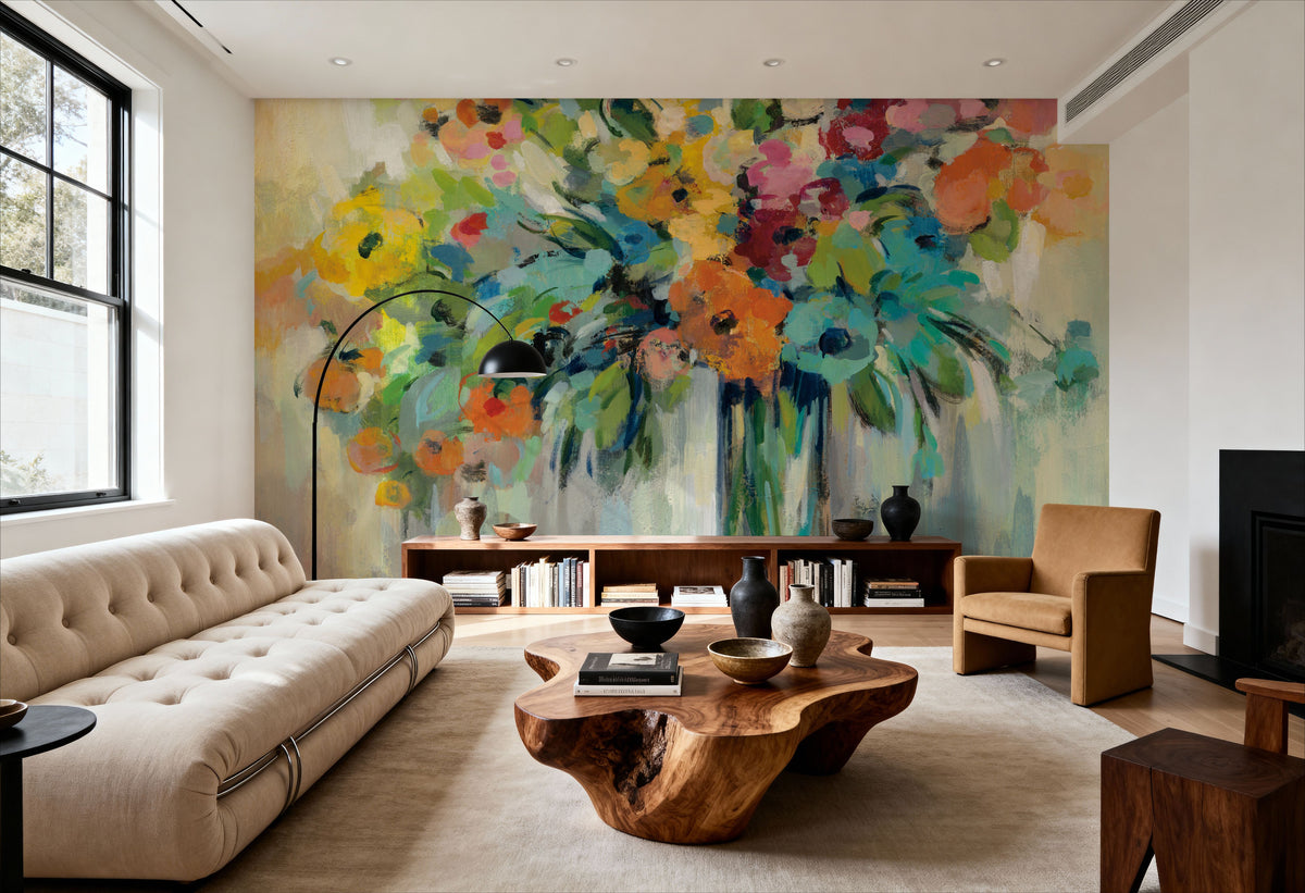 Flower Cloud Mural Wallpaper - room preview 06