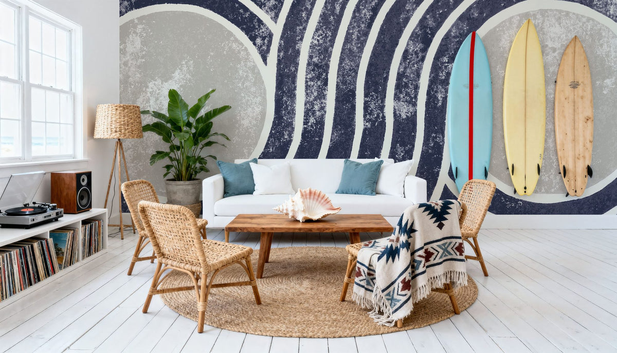 Over the Rainbow II Navy Gray Mural Wallpaper - room preview 06