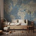 Mythical Map I Blue Mural Wallpaper - room preview 06