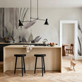 Floral Watercolor Abstract Gray Mural Wallpaper - room preview 06
