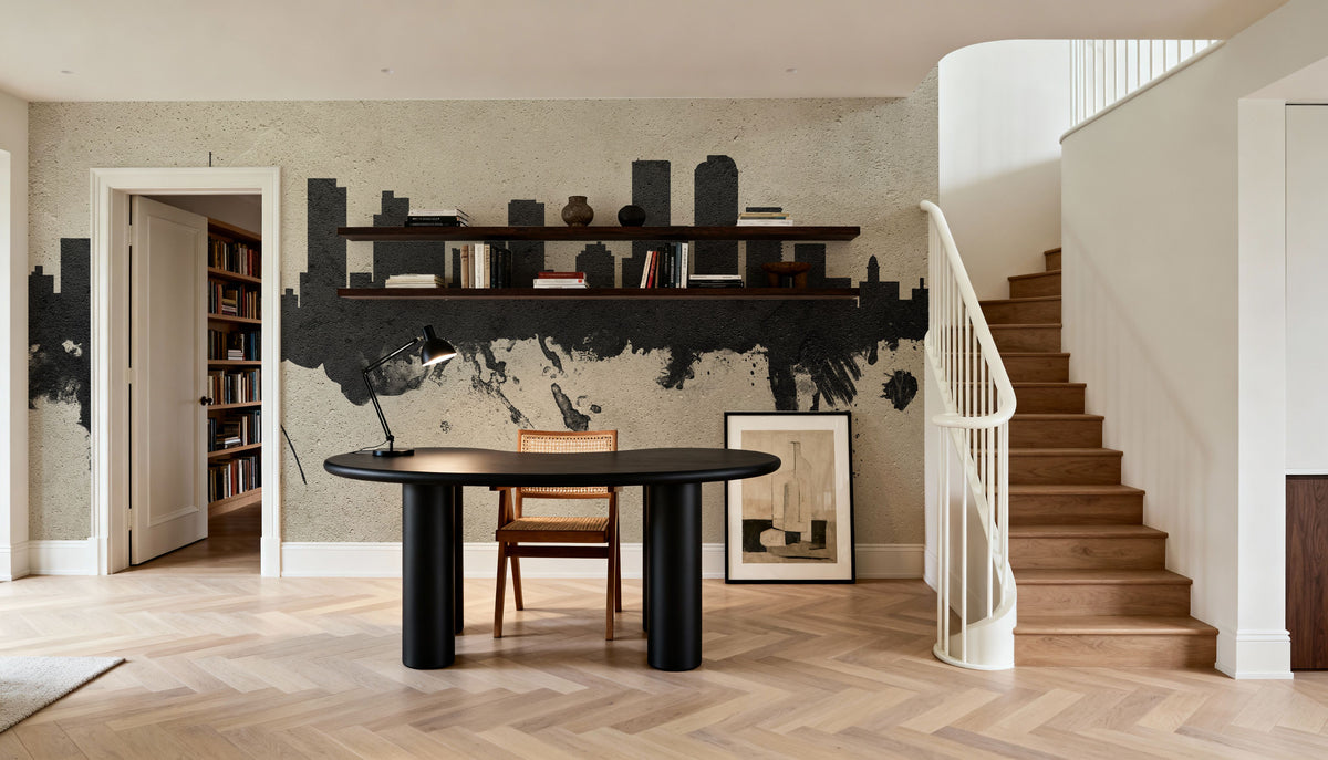 Denver Skyline Concrete Mural Wallpaper - room preview 06