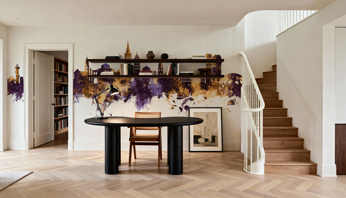 Zadar Croatia Skyline Purple & Gold Mural Wallpaper - room preview 06