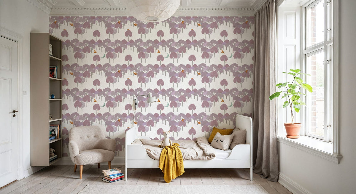 The Key to the Forest, Pink Mural Wallpaper - room preview 06