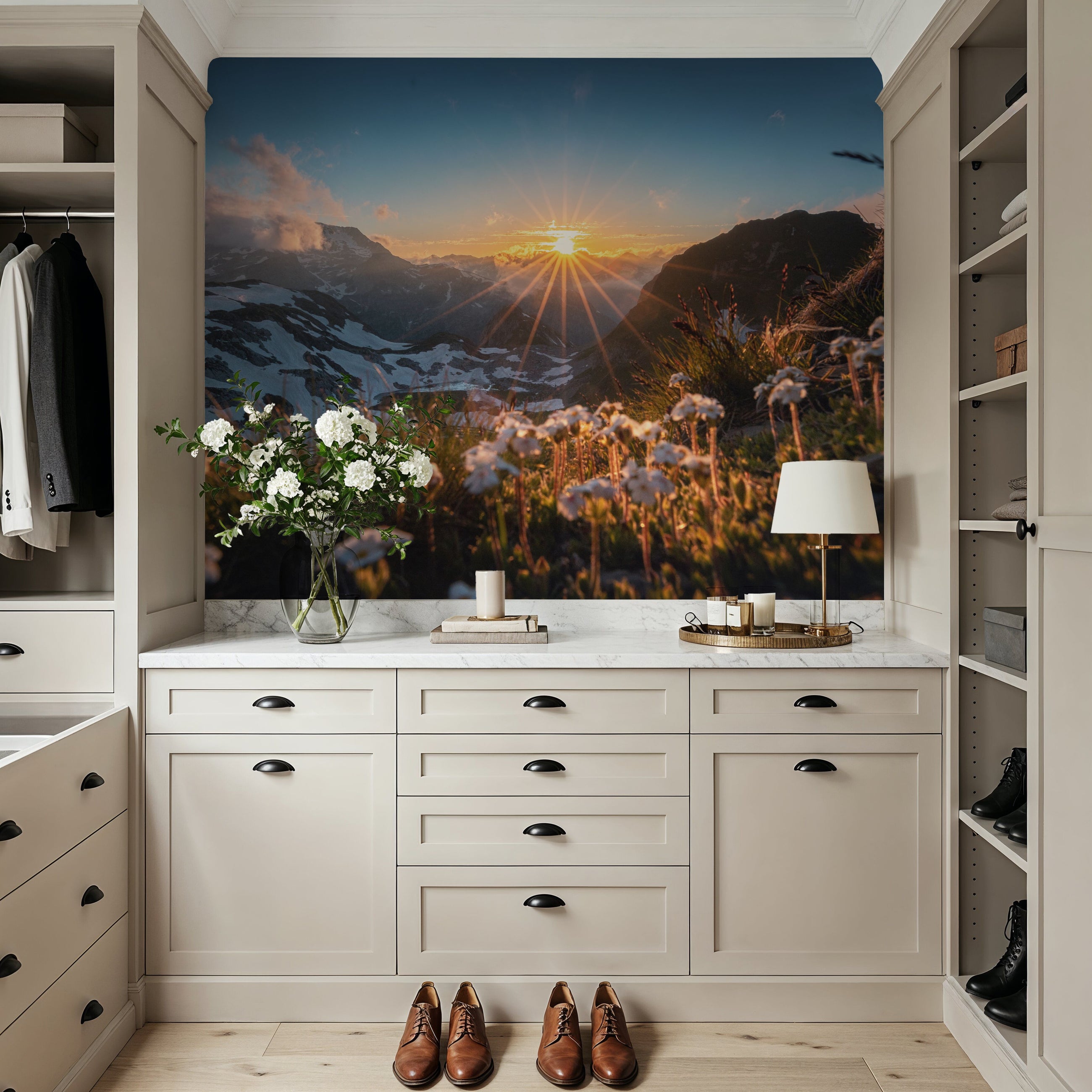 Alp Sunset Mural Wallpaper