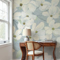 Dogwood White Mural Wallpaper - room preview 06