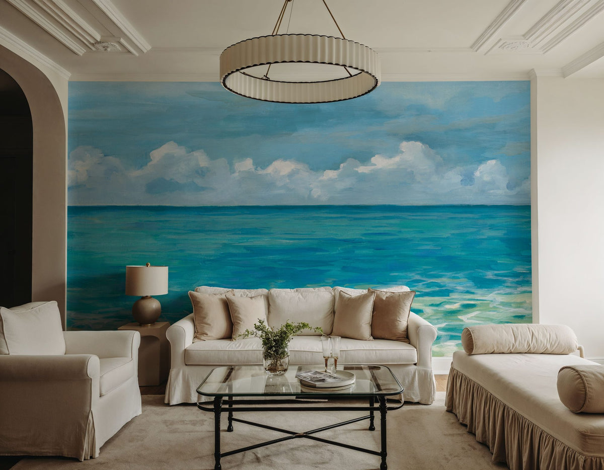 Caribbean Sea Strokes Mural Wallpaper - room preview 06
