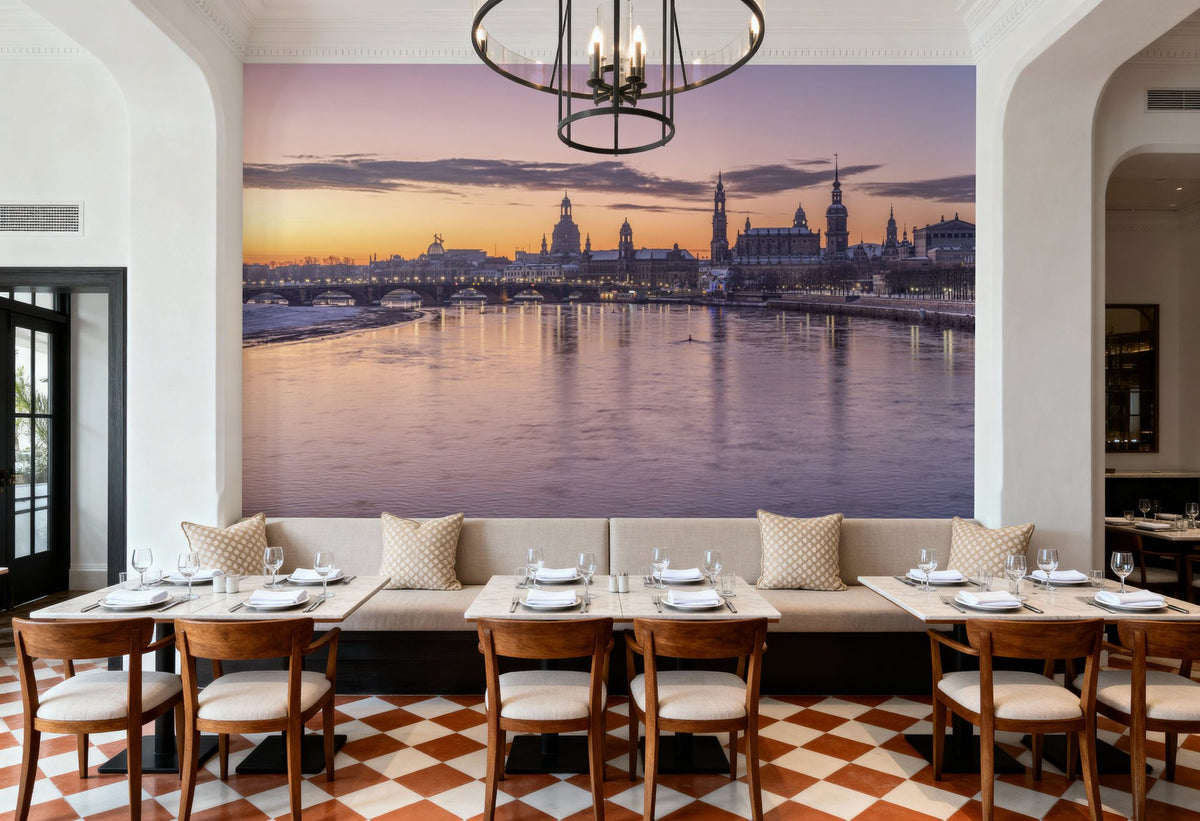 Twilight Bridge Reflection Mural Wallpaper - room preview 06