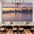 Twilight Bridge Reflection Mural Wallpaper - room preview 06