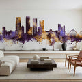 Dhaka Bangladesh Skyline Purple & Gold Mural Wallpaper - room preview 06
