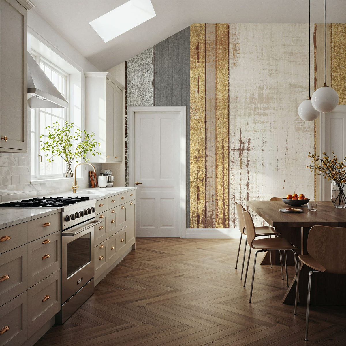 Beachscape VIII Gold Neutral Mural Wallpaper - room preview 06