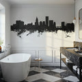 Providence Rhode Island Skyline Black & White Mural Wallpaper - room preview 06