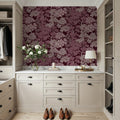 Overleaf Woodland Pattern, Burgundy Mural Wallpaper - room preview 06