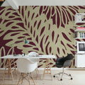 Leaf Wave Claret Mural Wallpaper - room preview 06