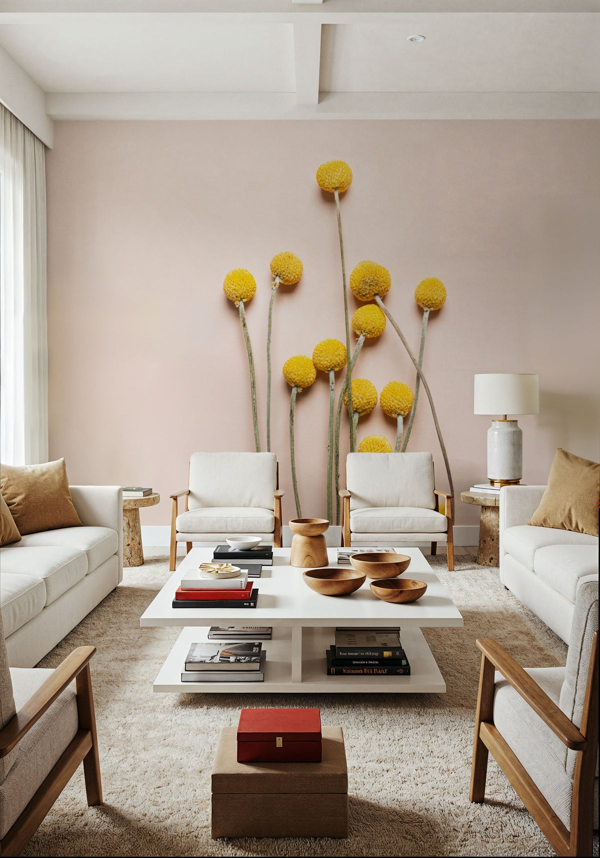 Craspedia Globosa Mural Wallpaper - room preview 06