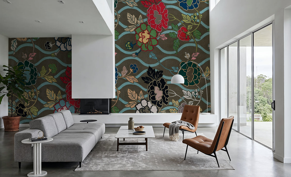 Japanese Flower Fans Mural Wallpaper - room preview 06