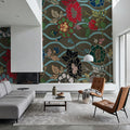 Japanese Flower Fans Mural Wallpaper - room preview 06