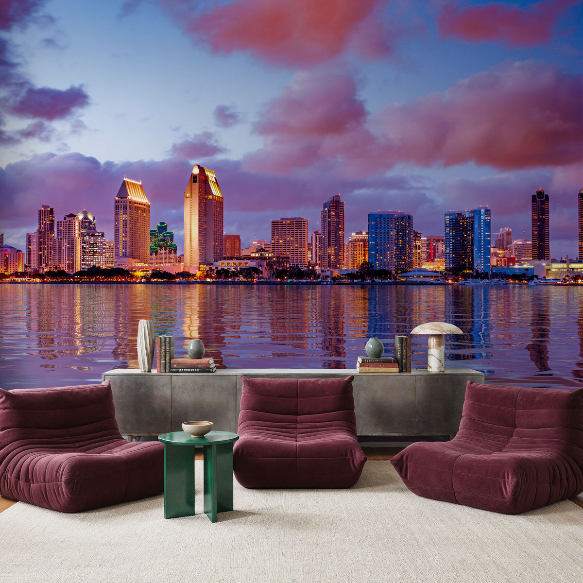 San Diego Skyline Mural Wallpaper - room preview 06