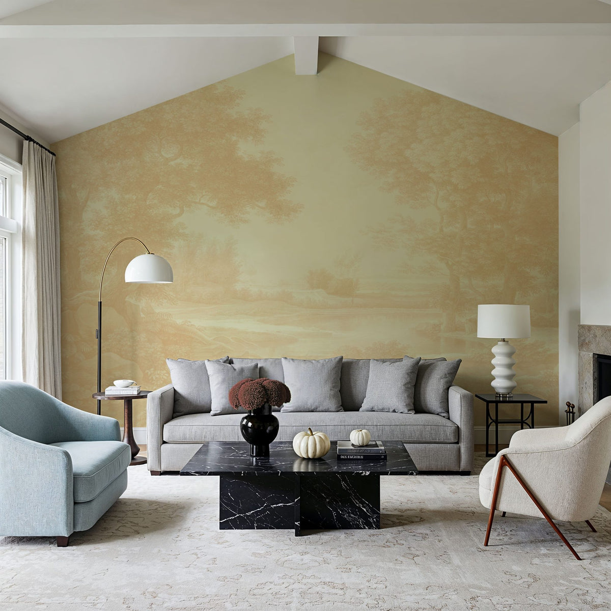 Riverbank Oak Landscape, Oat Mural Wallpaper - room preview 06