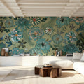 Teal Botanicals Mural Wallpaper - room preview 06