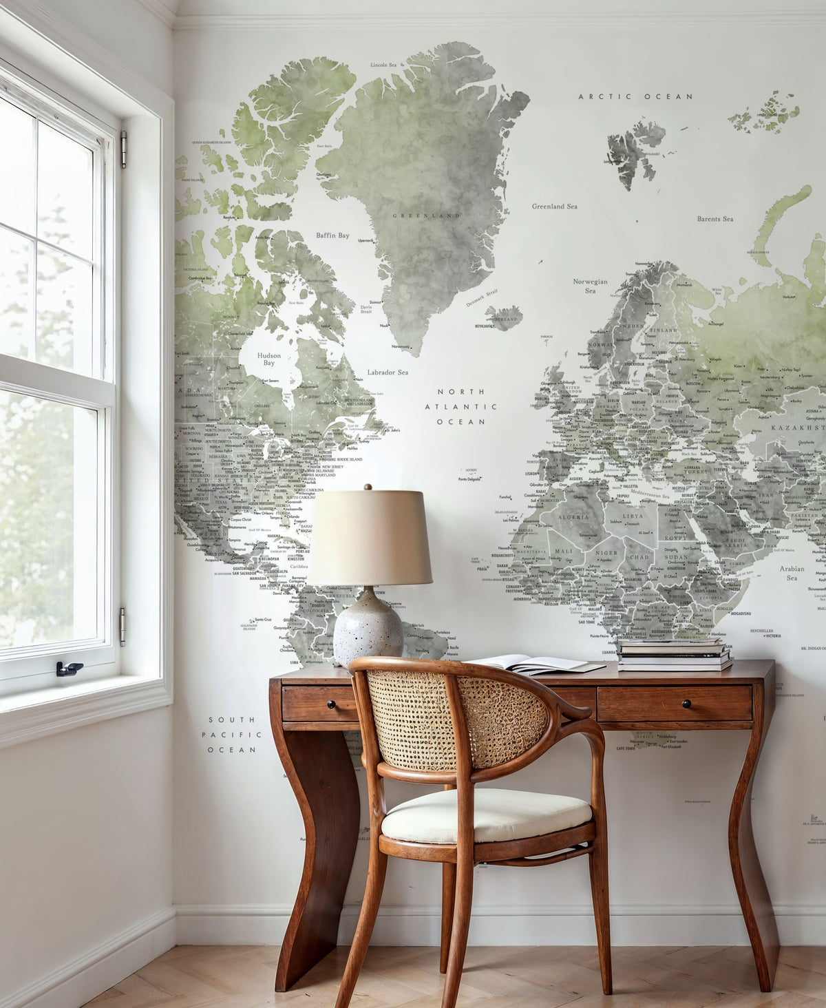 World Map Cities - Hollace Mural Wallpaper - room preview 06