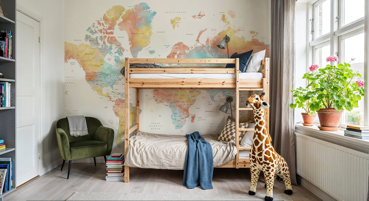 World Map - Fifi Mural Wallpaper - room preview 06