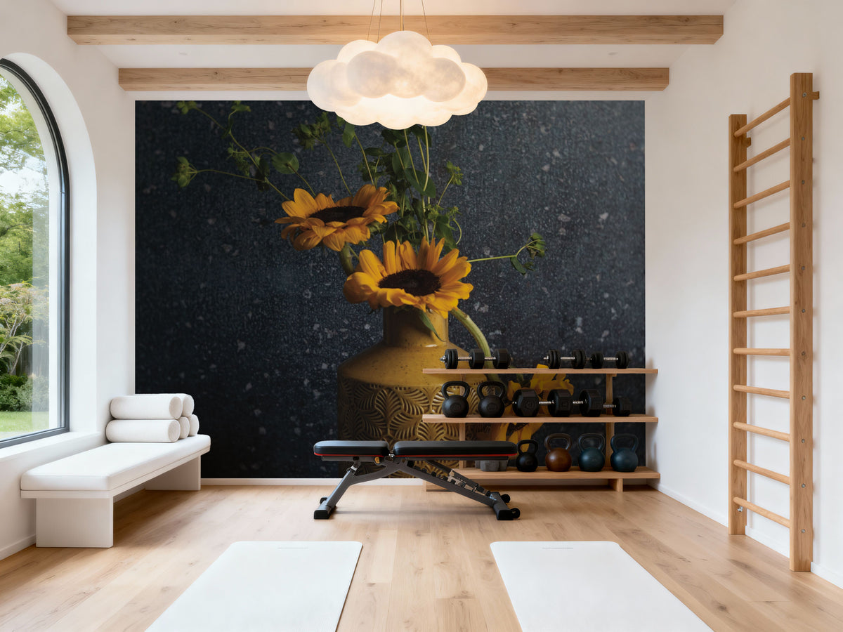 Sunflower Still Life Mural Wallpaper - room preview 06