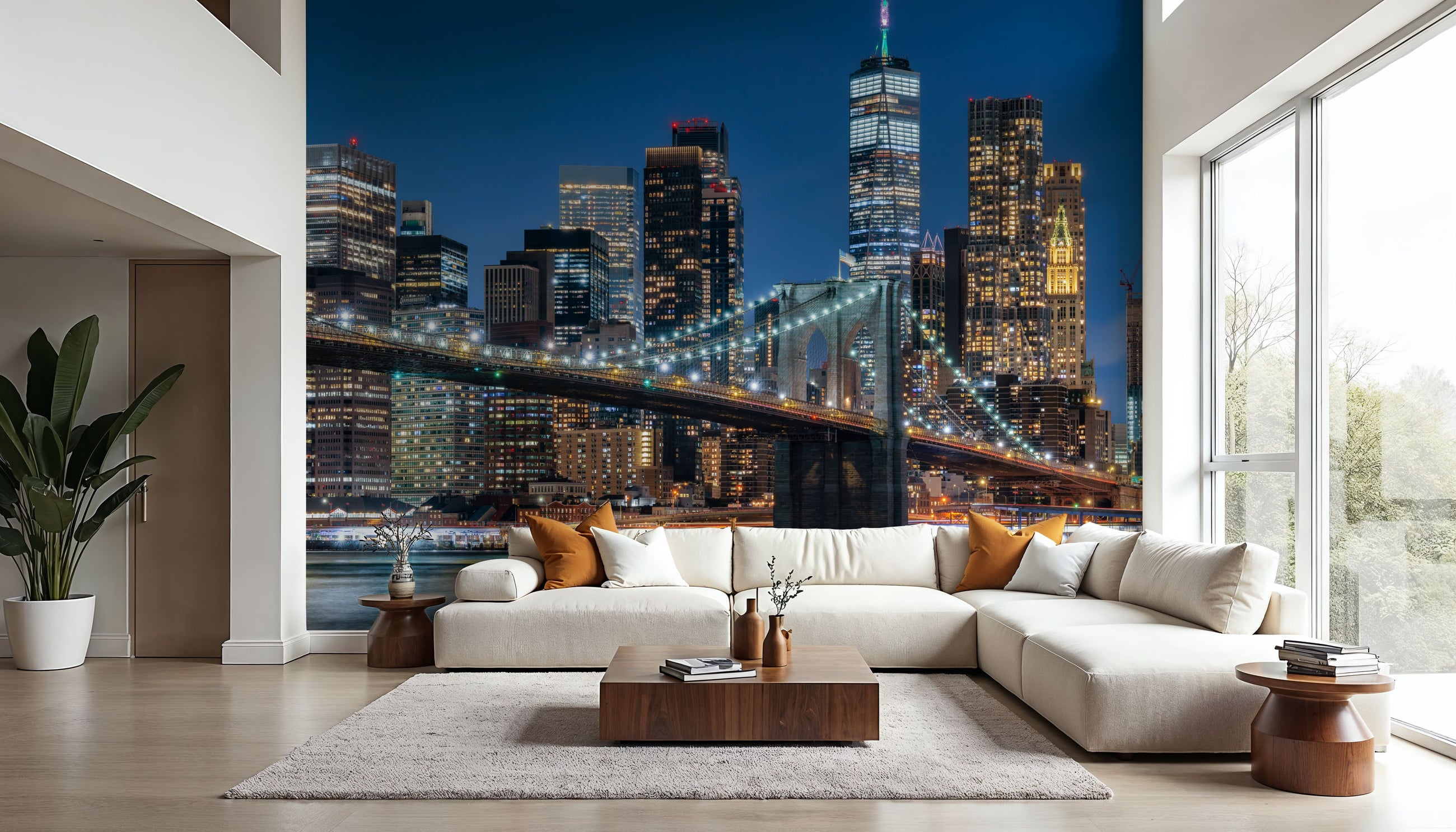 Brooklyn Bridge At Night Pt. II Mural Wallpaper