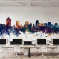 Salt Lake City Utah Skyline Blue & Bronze Mural Wallpaper - room preview 06