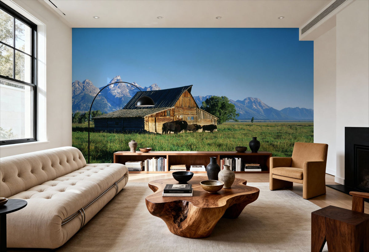 Mountain Bison Ranch Mural Wallpaper - room preview 06