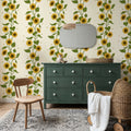 Sunflower Stripes, Cream Mural Wallpaper - room preview 06