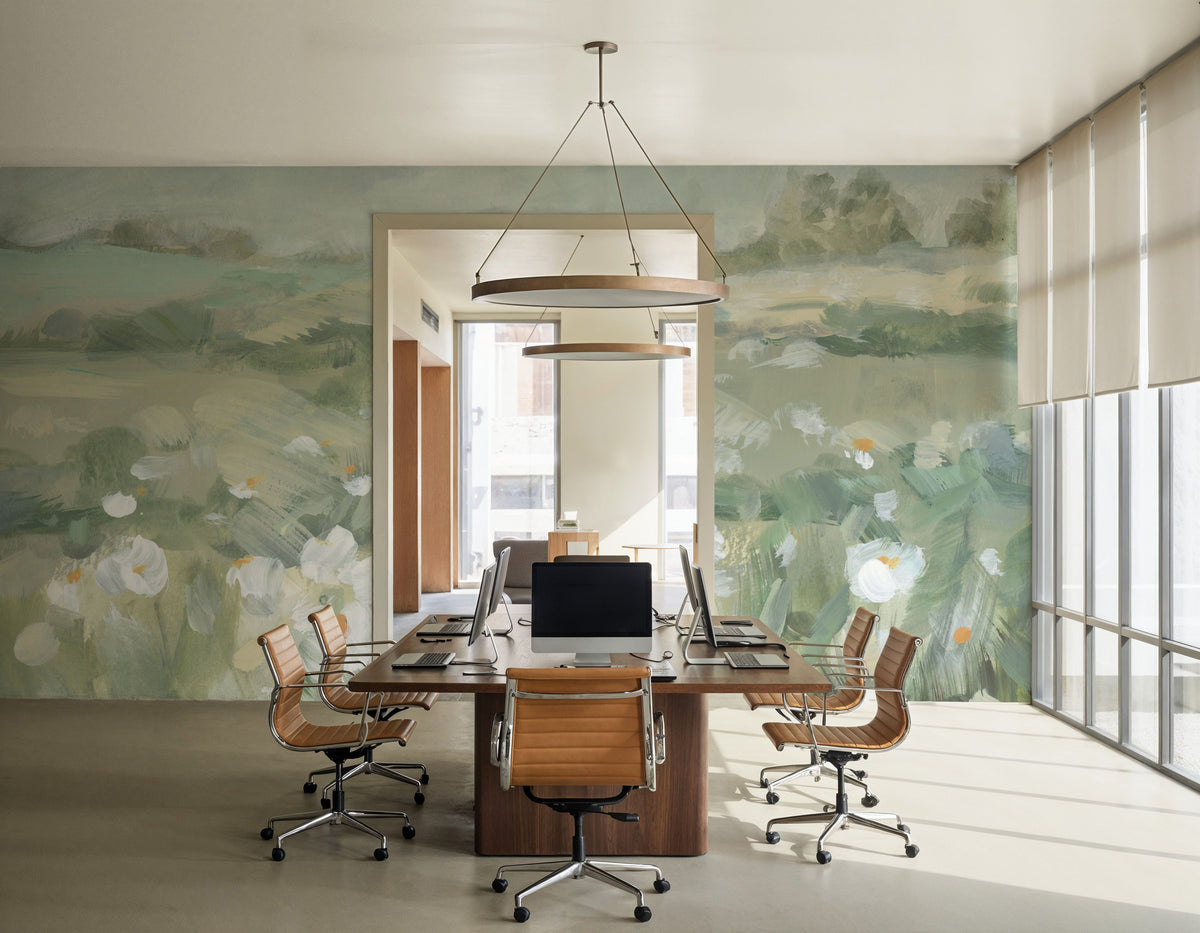 Field of White Mural Wallpaper - room preview 06