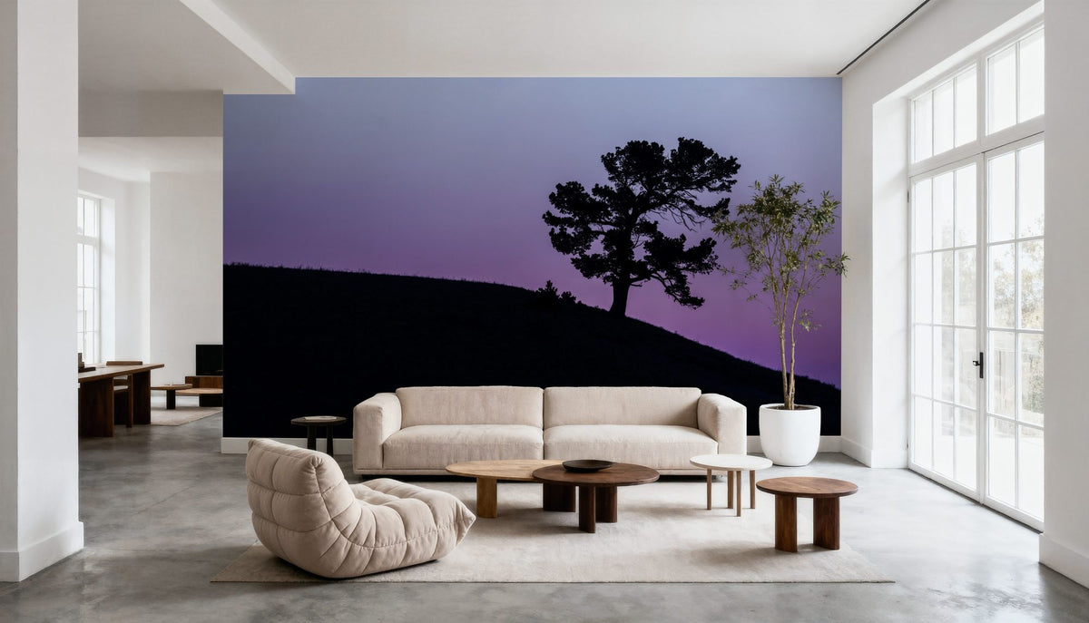 Limber Pine BW Mural Wallpaper - Blue Tone - room preview 06