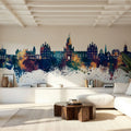 Egham England Skyline Blue & Bronze Mural Wallpaper - room preview 06