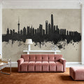Shanghai China Skyline Concrete Mural Wallpaper - room preview 06